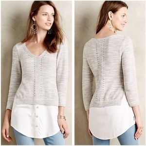 NWOT Anthropologie Moth Aselin Layered Mixed Media Pullover Sweater Tunic